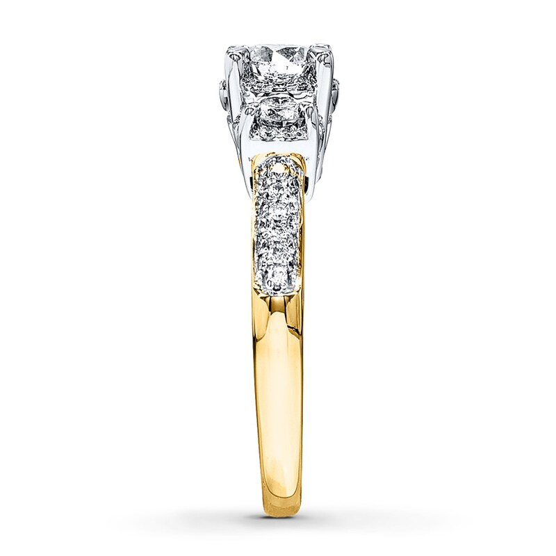 Main Image 3 of Previously Owned Diamond 3-Stone Ring 1 ct tw Round-cut 14K Yellow Gold