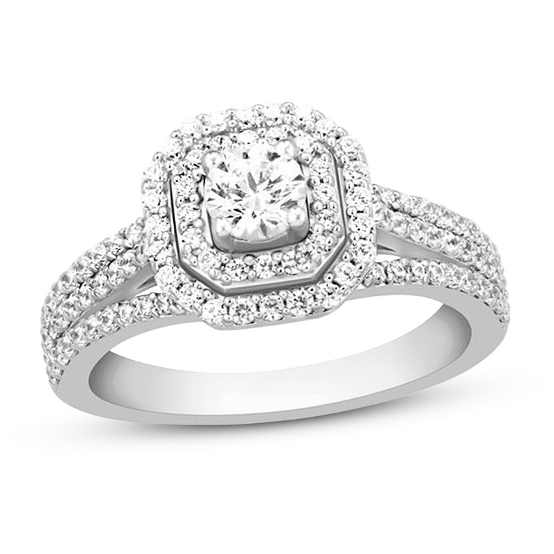 Main Image 1 of Previously Owned Diamond Engagement Ring 7/8 ct tw Round 14K White Gold