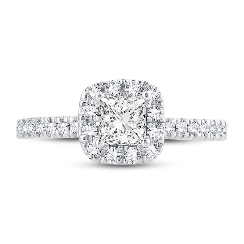 Main Image 3 of Previously Owned Diamond Engagement Ring 1 ct tw Round/Princess 14K White Gold