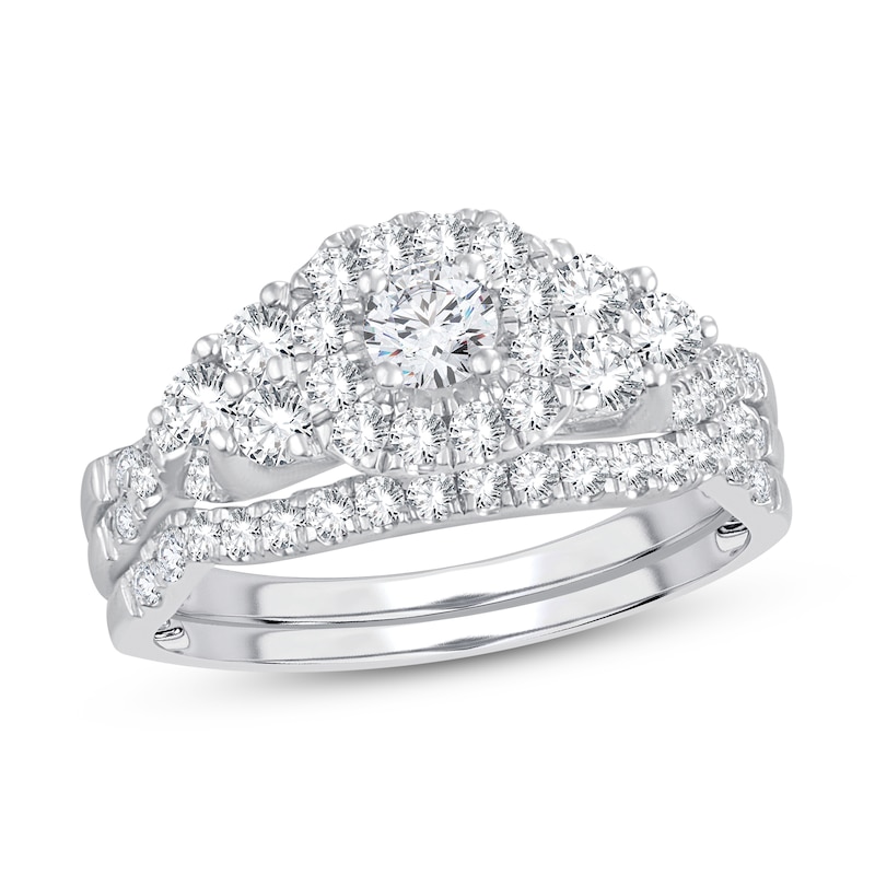 Main Image 1 of Previously Owned Diamond Bridal Set 1 ct tw Round-cut 14K White Gold