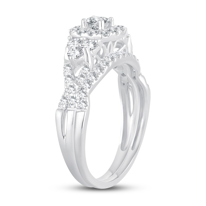 Main Image 2 of Previously Owned Diamond Bridal Set 1 ct tw Round-cut 14K White Gold