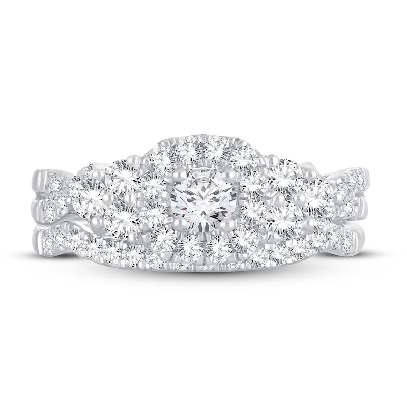 Main Image 3 of Previously Owned Diamond Bridal Set 1 ct tw Round-cut 14K White Gold