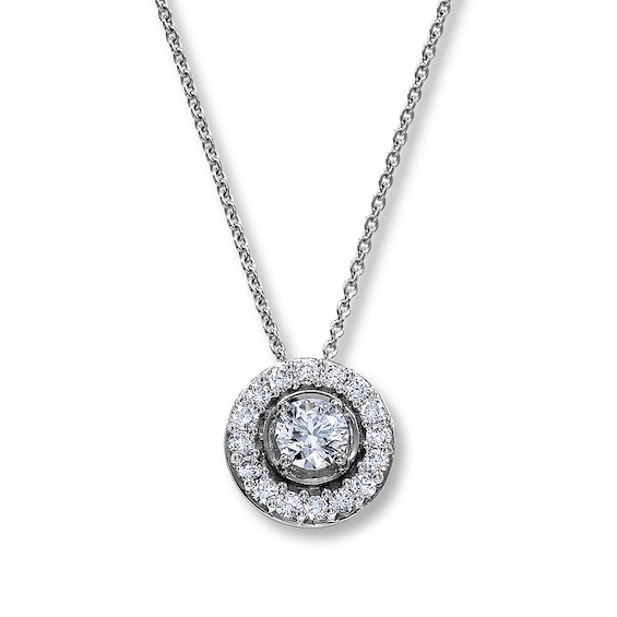 Previously Owned Diamond Necklace 34 ct tw Round 18K White Gold