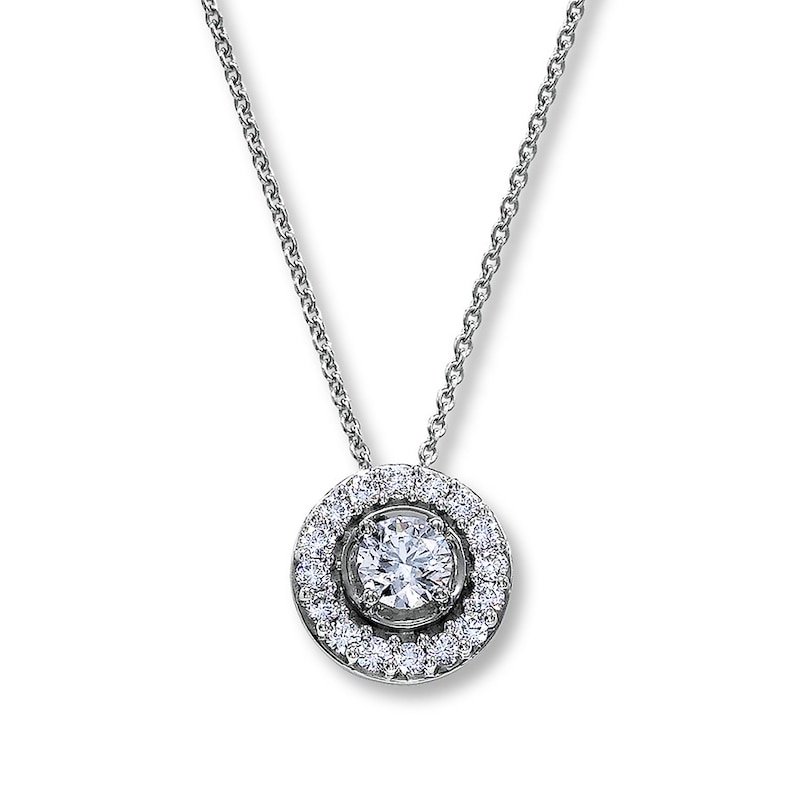 Main Image 1 of Previously Owned Diamond Necklace 3/4 ct tw Round 18K White Gold