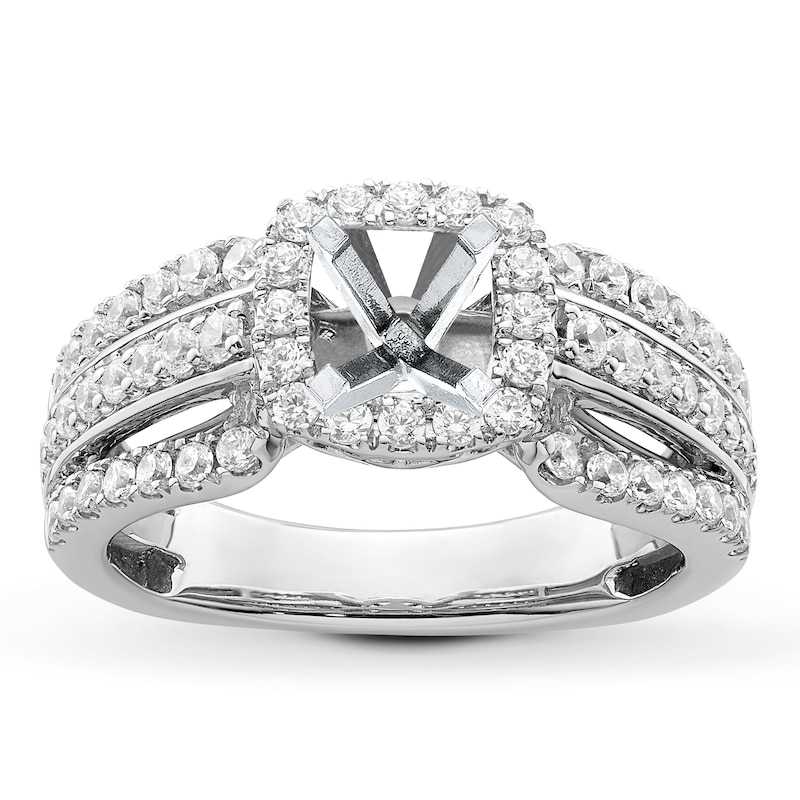 Main Image 1 of Previously Owned Hearts Desire Diamond Engagement Ring Setting 3/4 ct tw Round 18K White Gold
