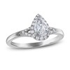 Thumbnail Image 1 of Previously Owned Certified Diamond Engagement Ring 3/4 ct tw Pear-shaped/Round 14K White Gold