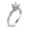 Thumbnail Image 2 of Previously Owned Certified Diamond Engagement Ring 1-1/4 ct tw Princess/Round 14K White Gold