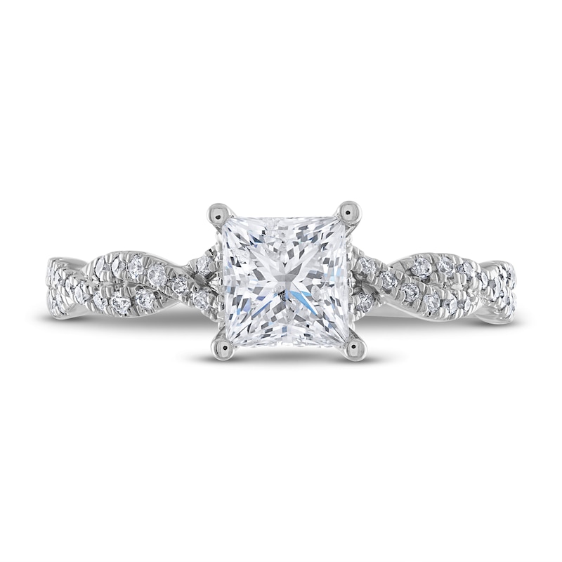 Main Image 3 of Previously Owned Certified Diamond Engagement Ring 1-1/4 ct tw Princess/Round 14K White Gold