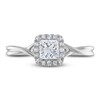 Thumbnail Image 3 of Previously Owned Certified Diamond Engagement Ring 5/8 ct tw Princess/Round 14K White Gold