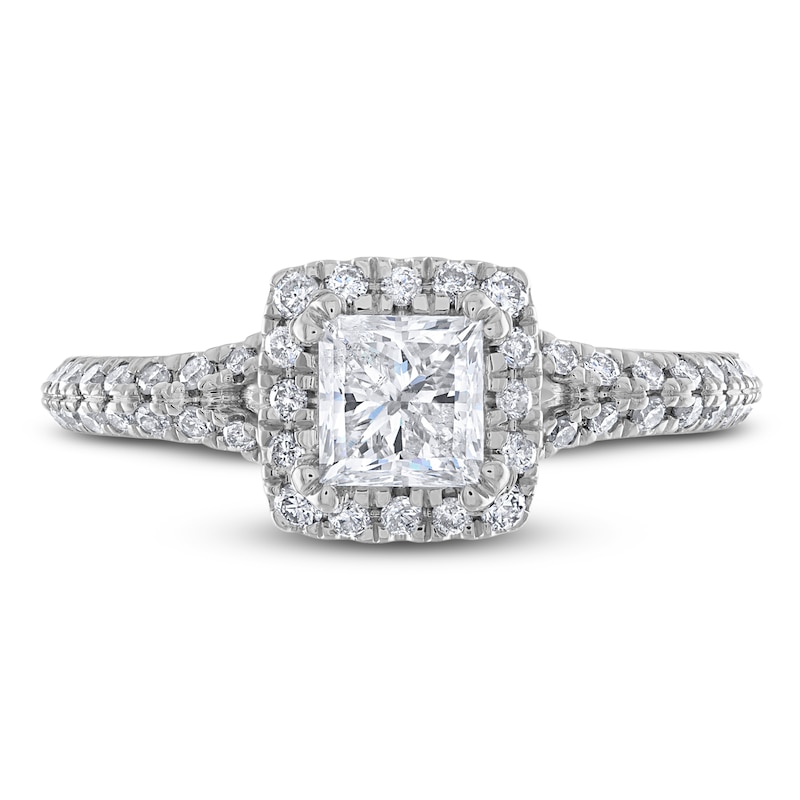 Main Image 2 of Previously Owned Diamond Engagement Ring 1-1/5 ct tw Princess/Round 14K White Gold