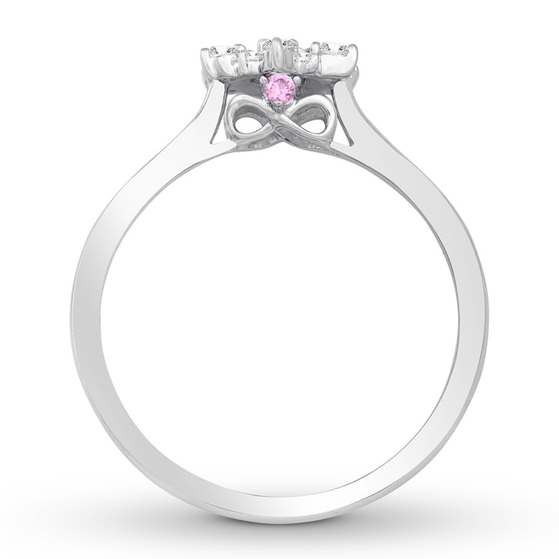 Main Image 2 of Previously Owned Diamond & Natural Sapphire Promise Ring 1/4 ct tw 10K White Gold