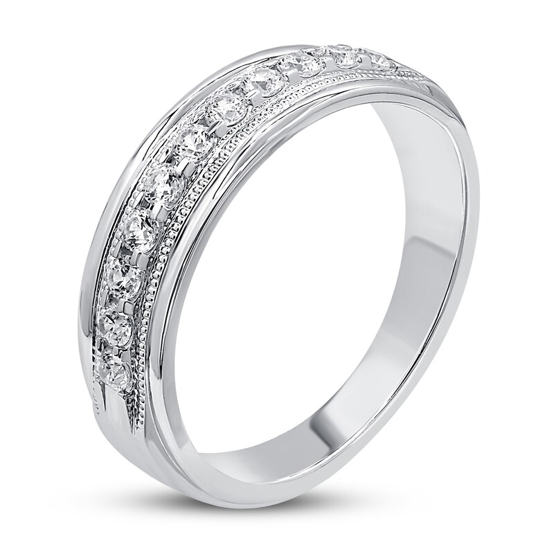 Main Image 2 of Previously Owned Men's Diamond Wedding Band 1/2 ct tw Round 14K White Gold
