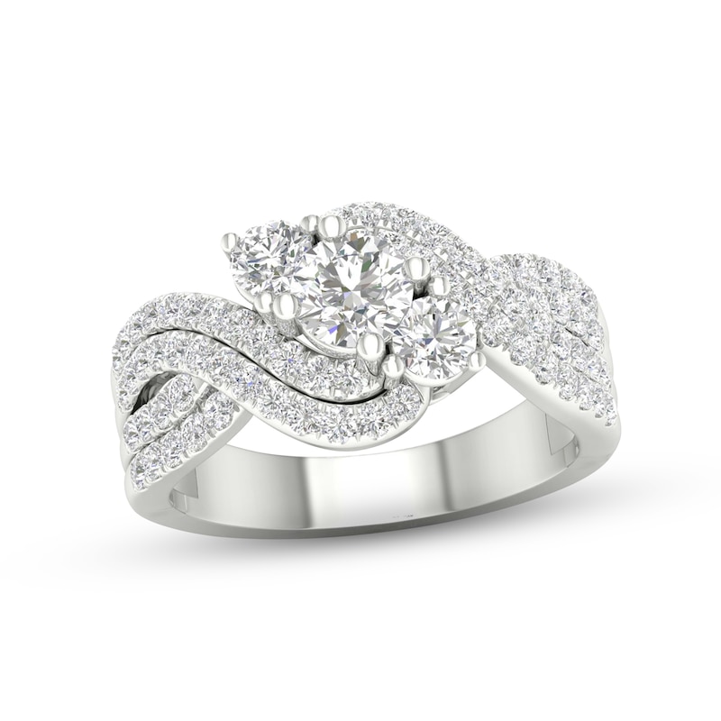 Main Image 1 of Previously Owned Diamond 3-Stone Ring 1-1/3 ct tw Round 14K White Gold