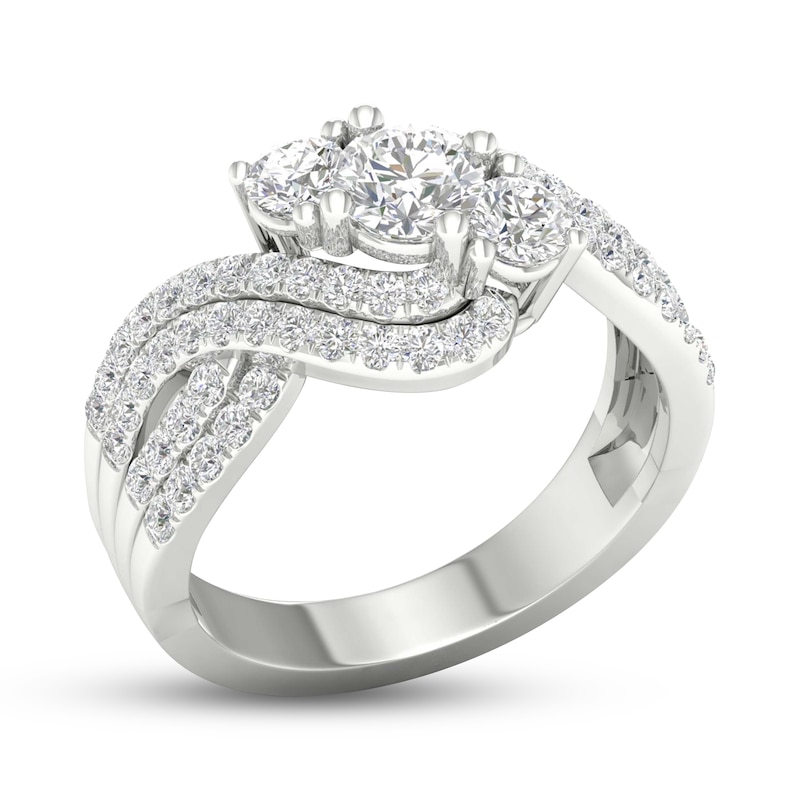 Main Image 2 of Previously Owned Diamond 3-Stone Ring 1-1/3 ct tw Round 14K White Gold