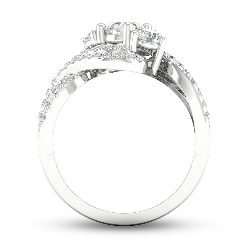 Main Image 4 of Previously Owned Diamond 3-Stone Ring 1-1/3 ct tw Round 14K White Gold