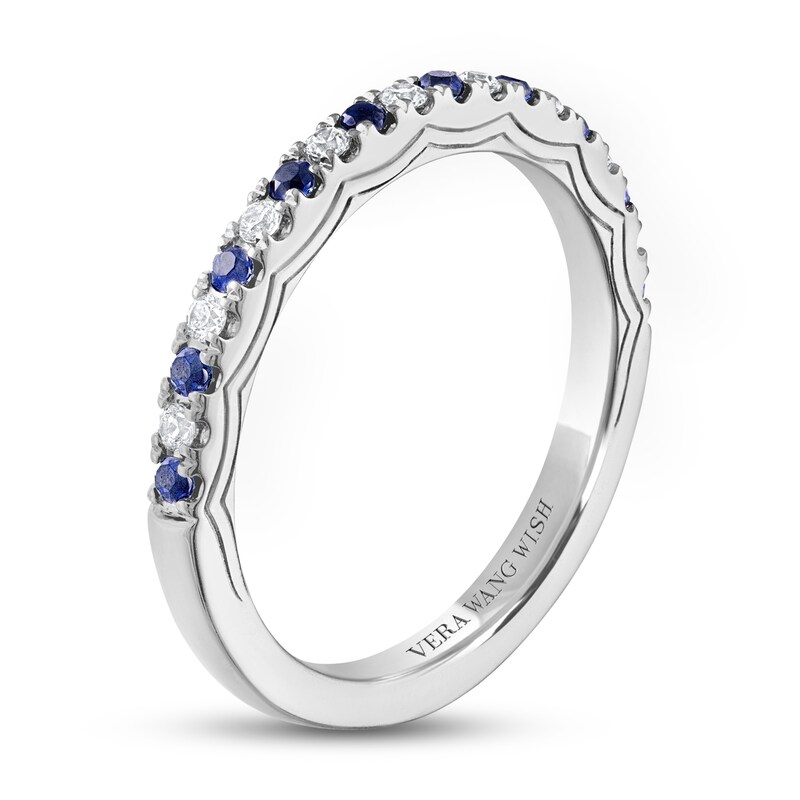 Main Image 2 of Previously Owned Vera Wang WISH Diamond/Sapphire Anniversary Ring 1/8 ct tw Round 14K White Gold