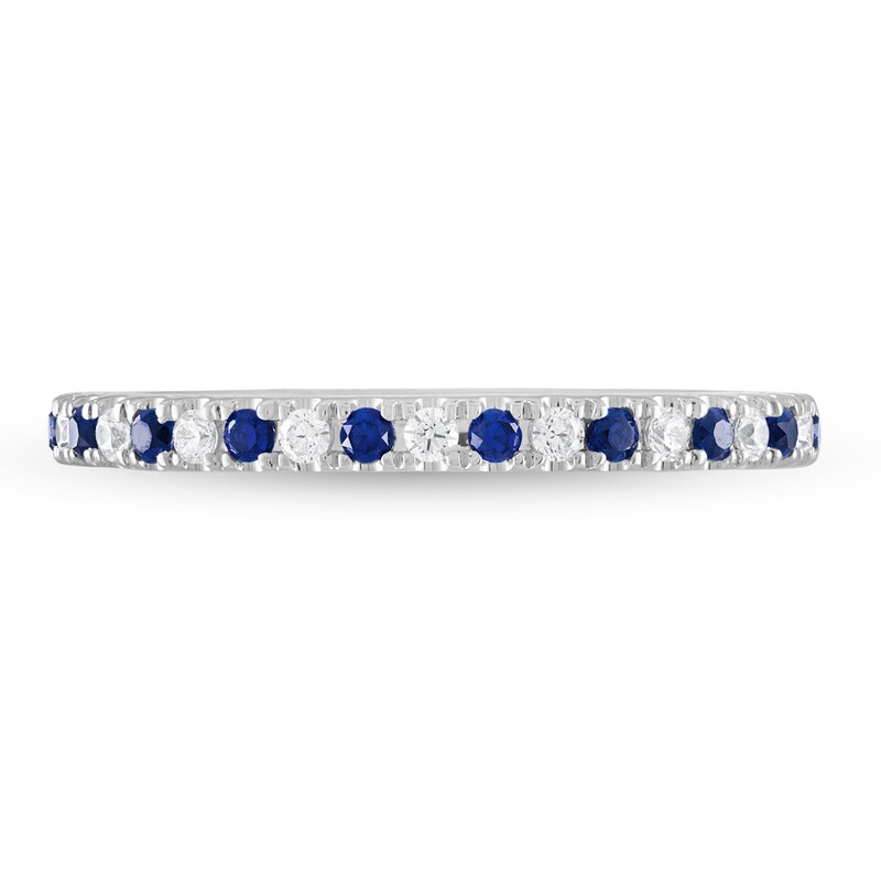 Main Image 3 of Previously Owned Vera Wang WISH Diamond/Sapphire Anniversary Ring 1/8 ct tw Round 14K White Gold