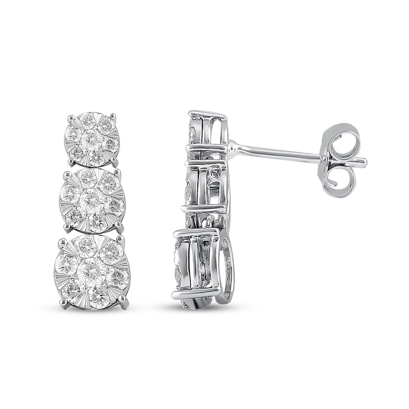 Main Image 1 of Previously Owned Diamond Drop Earrings 1/2 ct tw Round 10K White Gold