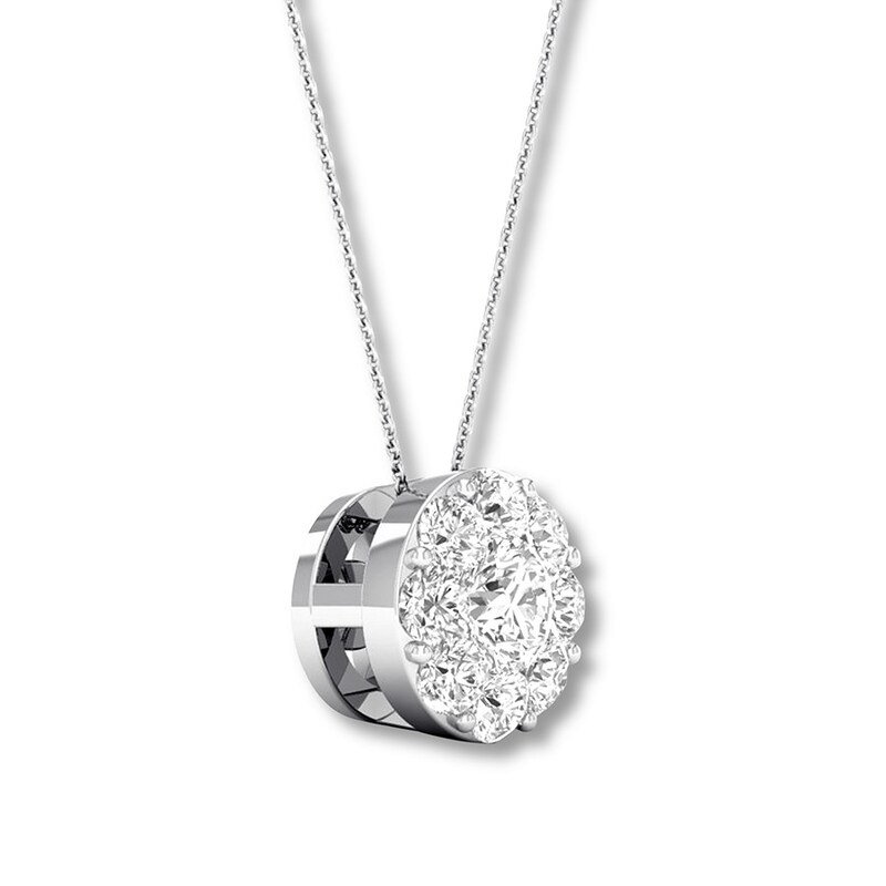 Main Image 2 of Previously Owned Diamond Necklace 1/4 carat tw Round 10K White Gold 18" Adj.