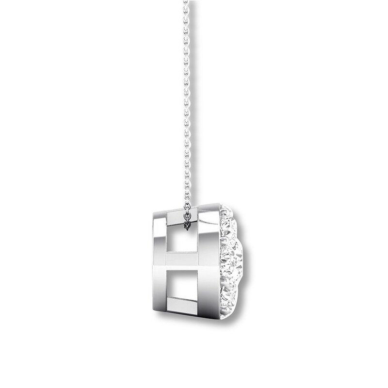 Main Image 3 of Previously Owned Diamond Necklace 1/4 carat tw Round 10K White Gold 18" Adj.