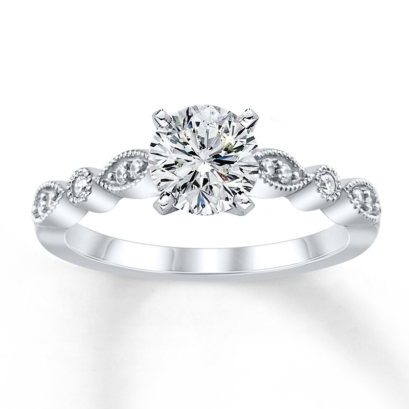 Main Image 2 of Previously Owned Diamond Engagement Ring Setting 1/15 ct tw Round 14K White Gold