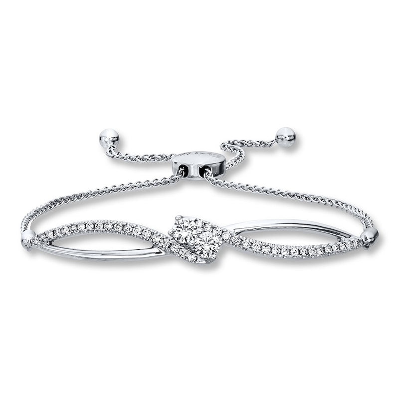 Previously Owned Ever Us 2-Stone Bolo Bracelet 3/4 ct tw Diamonds 14K White Gold