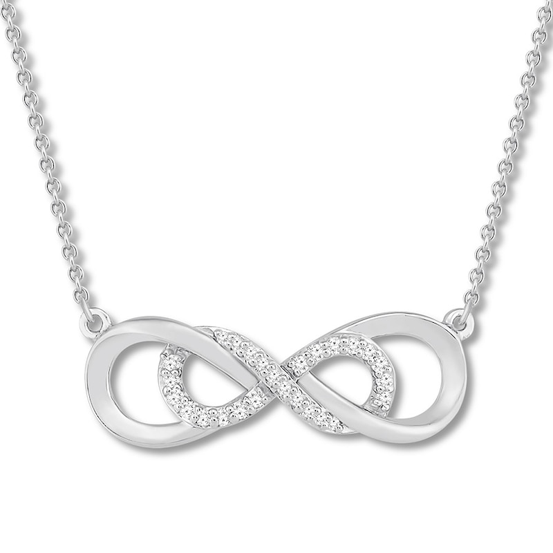 Main Image 1 of Previously Owned Diamond Infinity Necklace 1/10 ct tw Sterling Silver 18&quot; Adj.