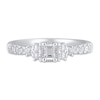 Thumbnail Image 3 of Previously Owned Diamond Engagement Ring 1/2 ct tw Emerald/Princess/Round 14K White Gold