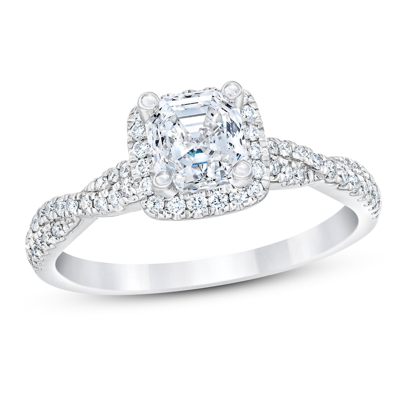 Main Image 1 of Previously Owned Royal Asscher Laurentine Diamond Engagement Ring 1 1/3 ct tw Square Emerald-cut 14K White Gold