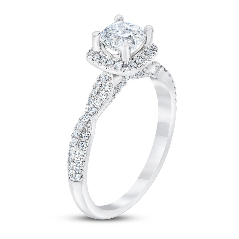 Main Image 2 of Previously Owned Royal Asscher Laurentine Diamond Engagement Ring 1 1/3 ct tw Square Emerald-cut 14K White Gold