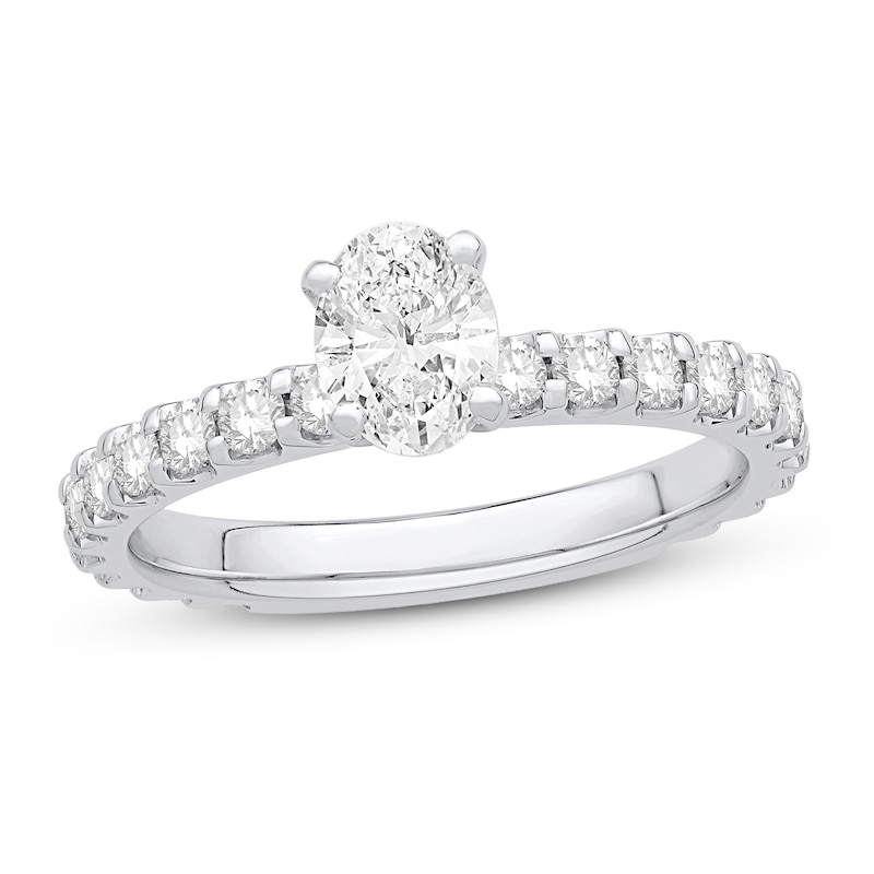 Main Image 1 of Previously Owned Diamond Engagement Ring 1-3/8 ct tw Oval/Round 14K White Gold