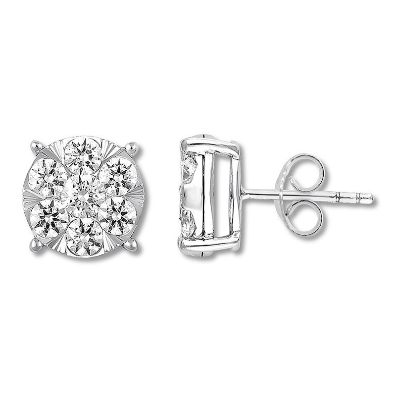Main Image 1 of Previously Owned Diamond Earrings 1-1/2 carats tw Round 14K White Gold
