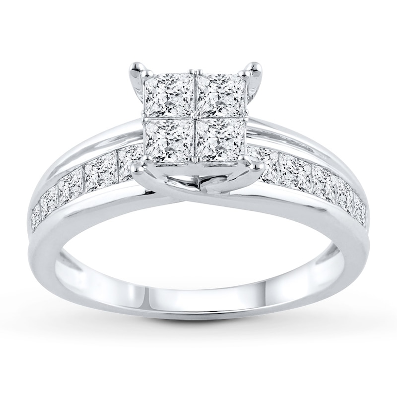 Main Image 1 of Previously Owned Diamond Engagement Ring 1-1/2 ct tw Princess-cut 14K White Gold