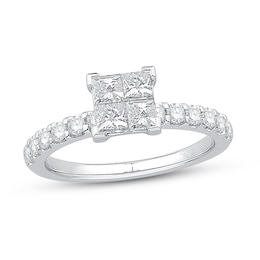 Previously Owned Diamond Engagement Ring 1 ct tw Princess/Round 14K White Gold