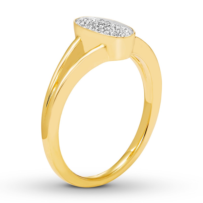 Main Image 2 of Previously Owned Diamond Signet Ring 1/8 ct tw Round 10K Yellow Gold