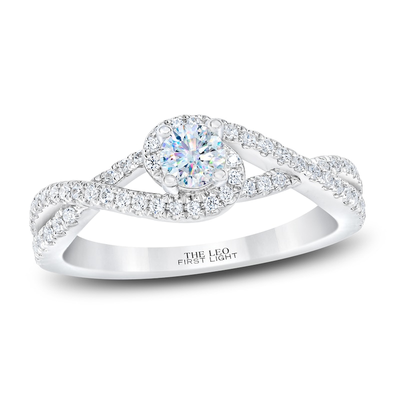 Main Image 1 of Previously Owned THE LEO First Light Diamond Ring 1/2 ct tw Round 14K White Gold