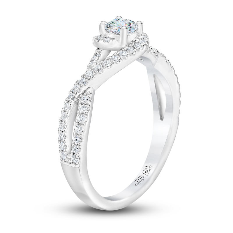 Main Image 2 of Previously Owned THE LEO First Light Diamond Ring 1/2 ct tw Round 14K White Gold