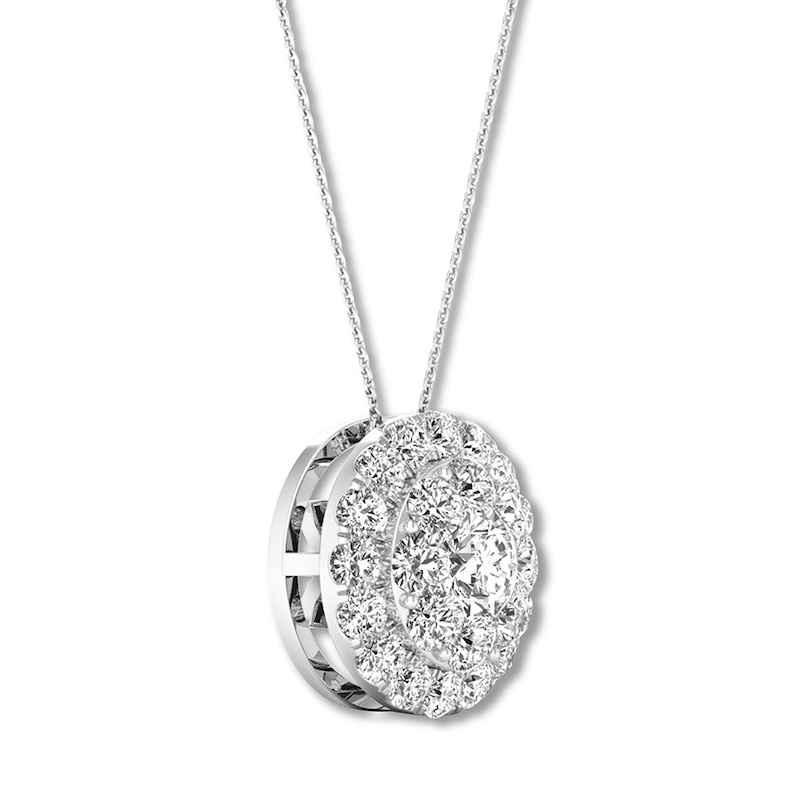 Main Image 2 of Previously Owned Diamond Necklace 1/2 carat tw Round 10K White Gold 16-18" Adj.
