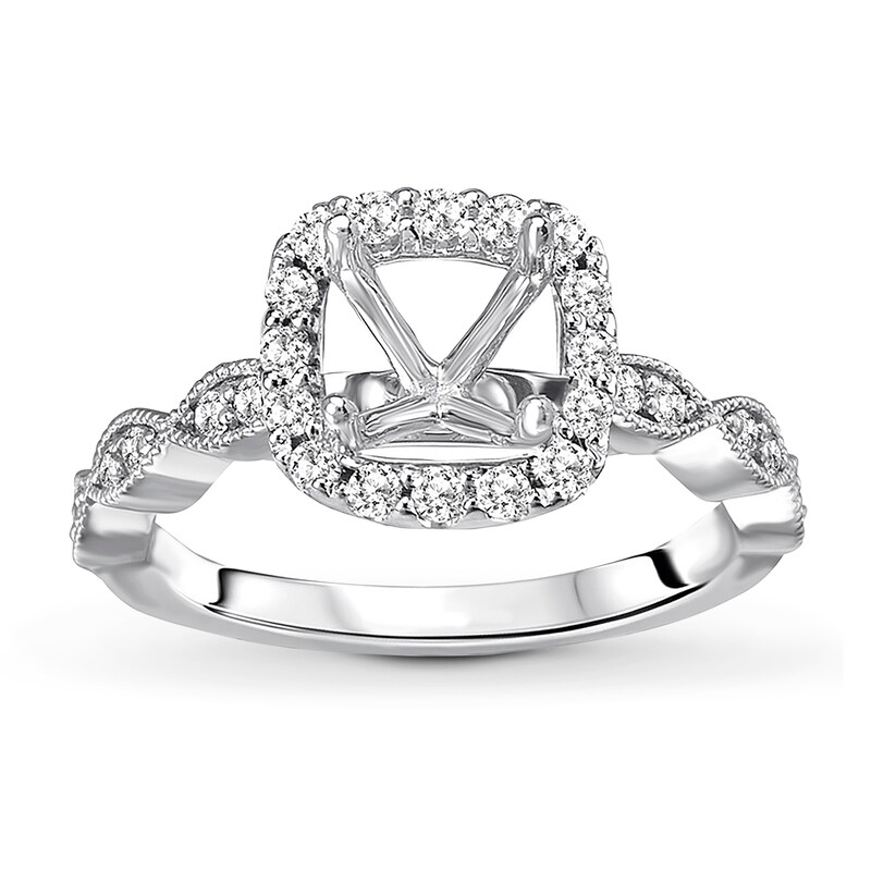 Main Image 1 of Previously Owned Diamond Engagement Ring Setting 3/8 ct tw Round 14K White Gold