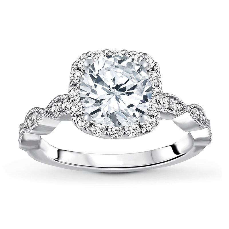 Main Image 3 of Previously Owned Diamond Engagement Ring Setting 3/8 ct tw Round 14K White Gold