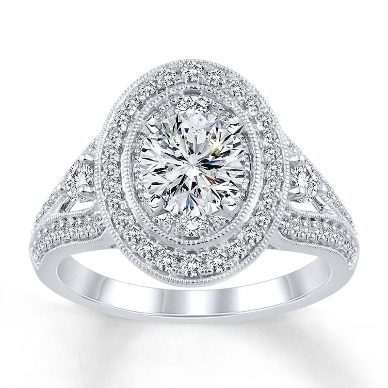 Main Image 3 of Previously Owned Diamond Ring Setting 3/4 carat tw Round 14K White Gold