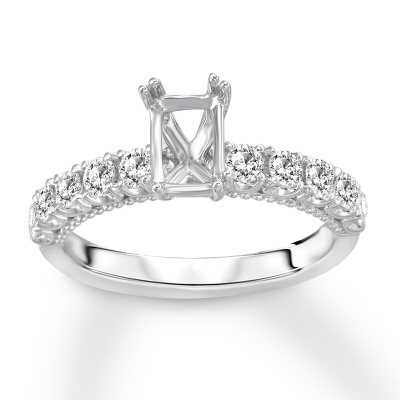 Main Image 1 of Previously Owned Diamond Ring Setting 5/8 carat tw Round 14K White Gold