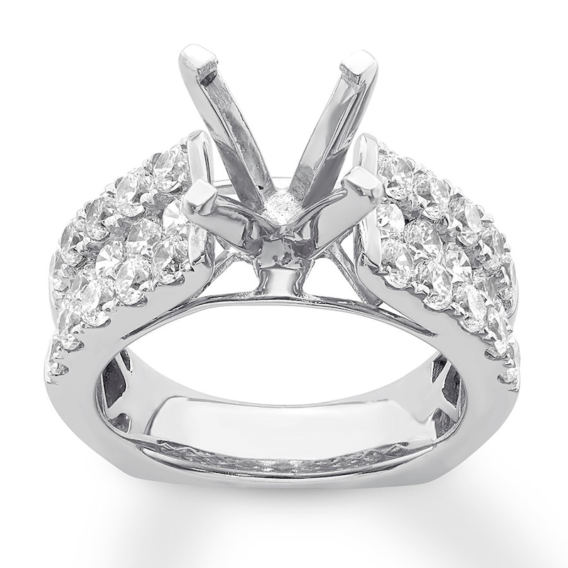 Main Image 1 of Previously Owned Diamond Engagement Ring Setting 1-3/4 ct tw Round 18K White Gold