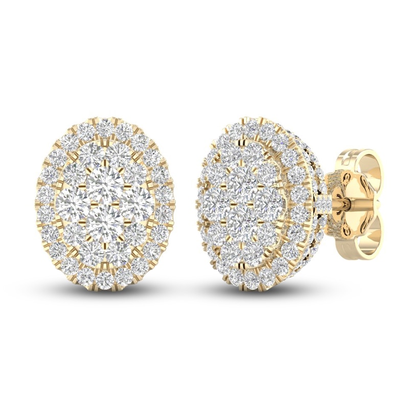 Main Image 1 of Previously Owned Colorless Diamond Stud Earrings 1 ct tw Round 14K Yellow Gold