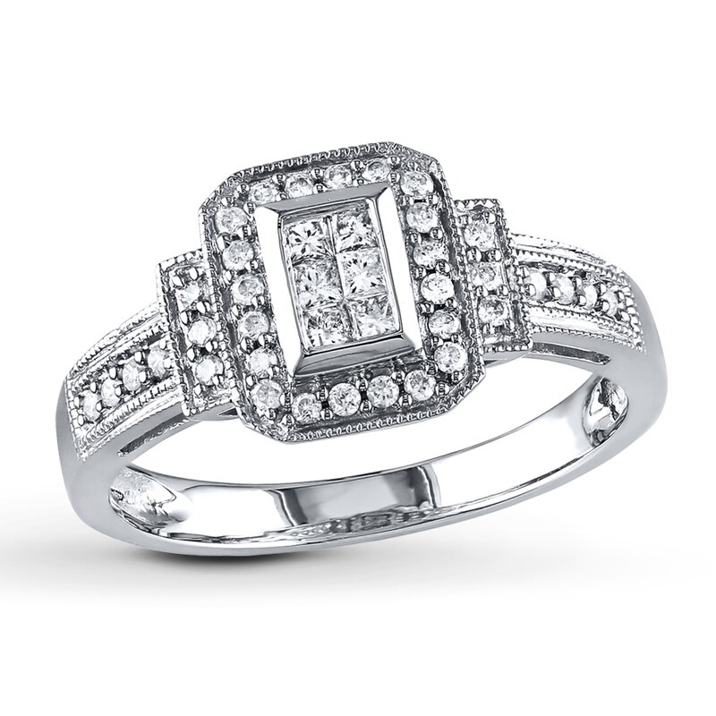 Main Image 1 of Previously Owned Diamond Ring 1/3 ct tw Princess-Cut 14K White Gold