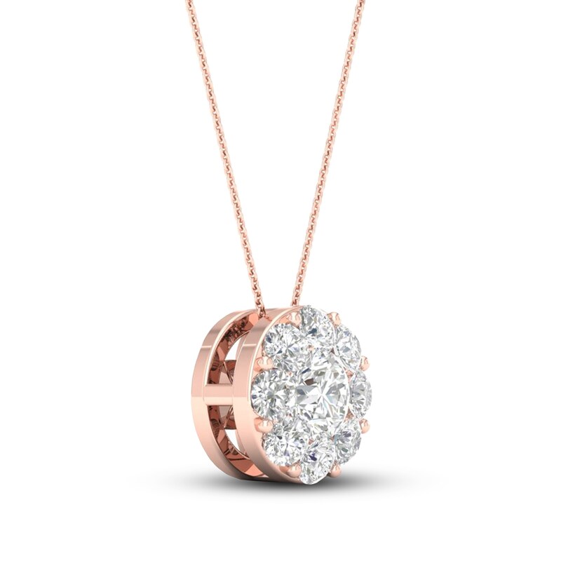 Main Image 2 of Previously Owned Diamond Pendant Necklace 1/2 ct tw Round 10K Rose Gold