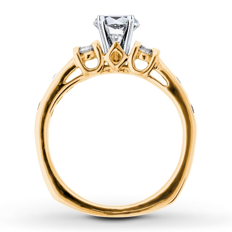 Main Image 2 of Previously Owned Diamond Engagement Ring Setting 3/4 ct tw Princess/Round 18K Yellow Gold