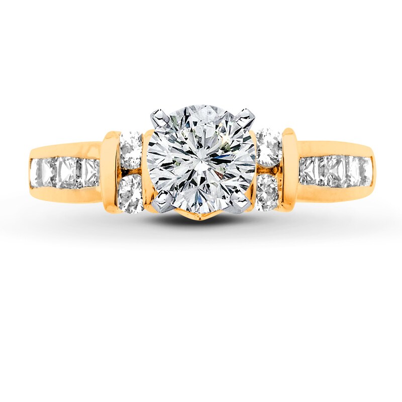 Main Image 3 of Previously Owned Diamond Engagement Ring Setting 3/4 ct tw Princess/Round 18K Yellow Gold