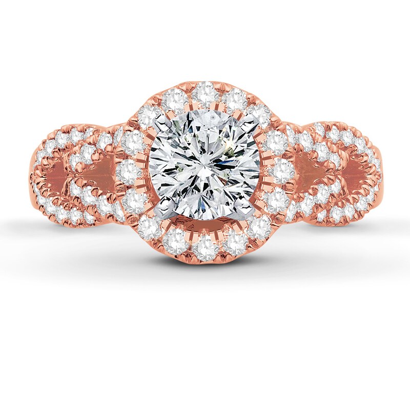 Main Image 2 of Previously Owned Diamond Engagement Ring Setting 1/2 ct tw Round 14K Rose Gold