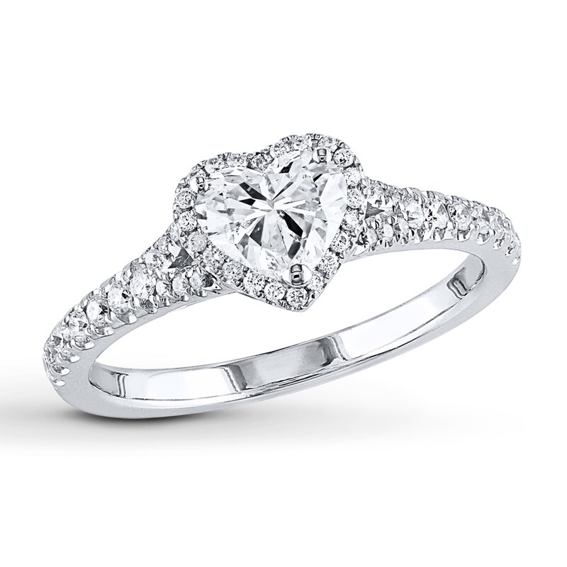 Main Image 1 of Previously Owned Diamond Engagement Ring 1 ct tw Heart-Shaped 14K White Gold